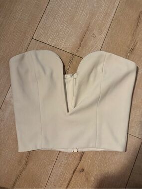 Meshki Cream Strapless Bustier Top with Center Zip